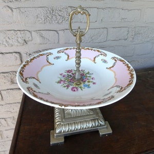 Vintage french limoges porcelain tray stand centerpiece