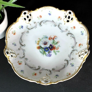 Vintage german bavaria porcelain plate tray floral marked