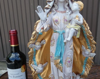 Large pattarino school italian terracotta madonna figurine statue religious