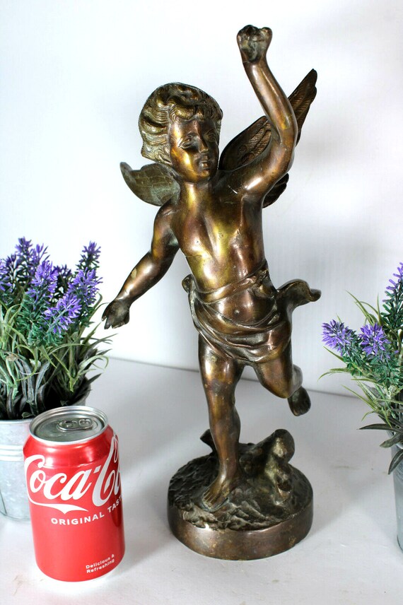 Antique Bronze Cherub Angel Figurine Statue Etsy