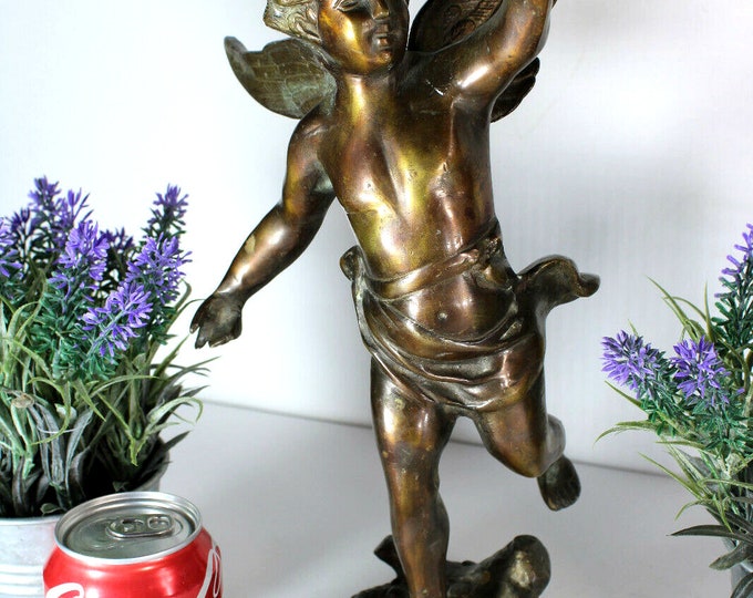 Antique Angels Statue 19th Century Gilded Bronze Cherubs Angel