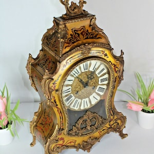 Vintage boulle mantel clock caryatid head fhs movement