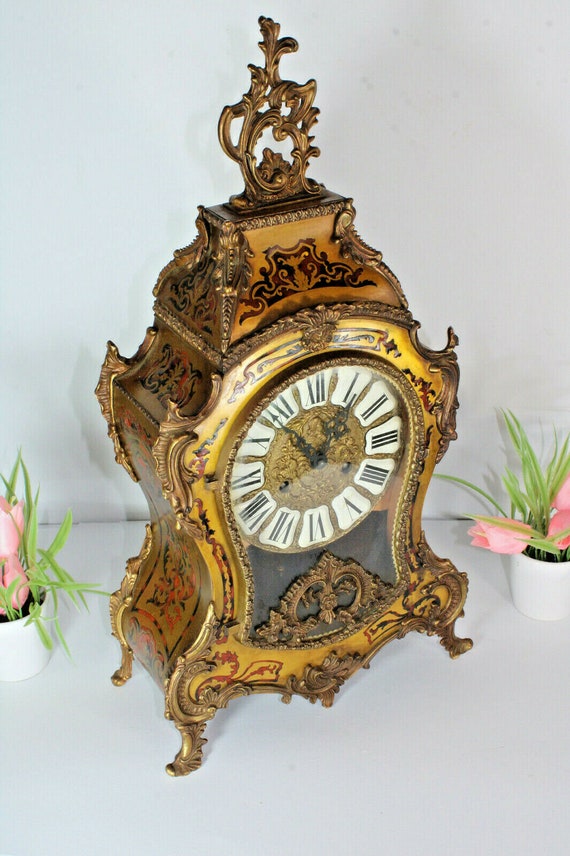 Vintage boulle mantel klok kariatide hoofd fhs uurwerk Etsy Belgi