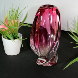 Val saint lambert crystal glass vase belgian marked