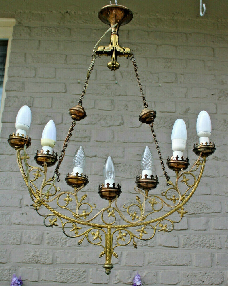 Antique French Church Candelabra Chandelier Lamp Religious Etsy