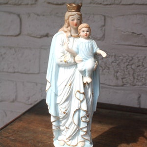 Statue de figurine de Vierge en porcelaine antique