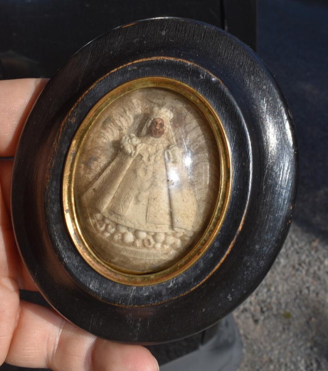 Antique Mini Notre Dame De Hal Black Madonna Meerschaum Plaque Wall ...