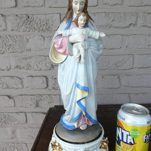Antiek 19e eeuws belgisch vieux andenne bisque porseleinen madonna beeld