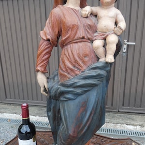 Antike 32 &quot;Flandern barock Madonna Kind Statue Skulptur Holz geschnitzt selten