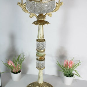 Vintage retro standing ashtray putti cherub onyx marble brass