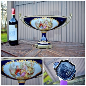 Vintage french sevres style porcelain centerpiece bowl victorian decor