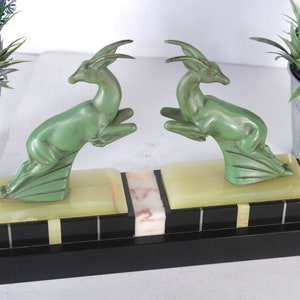Art deco sculpture spelter on marble 1930s animal theme