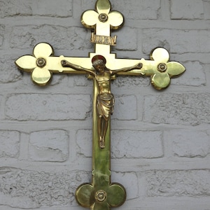 Antique bronze wall crucifix religious