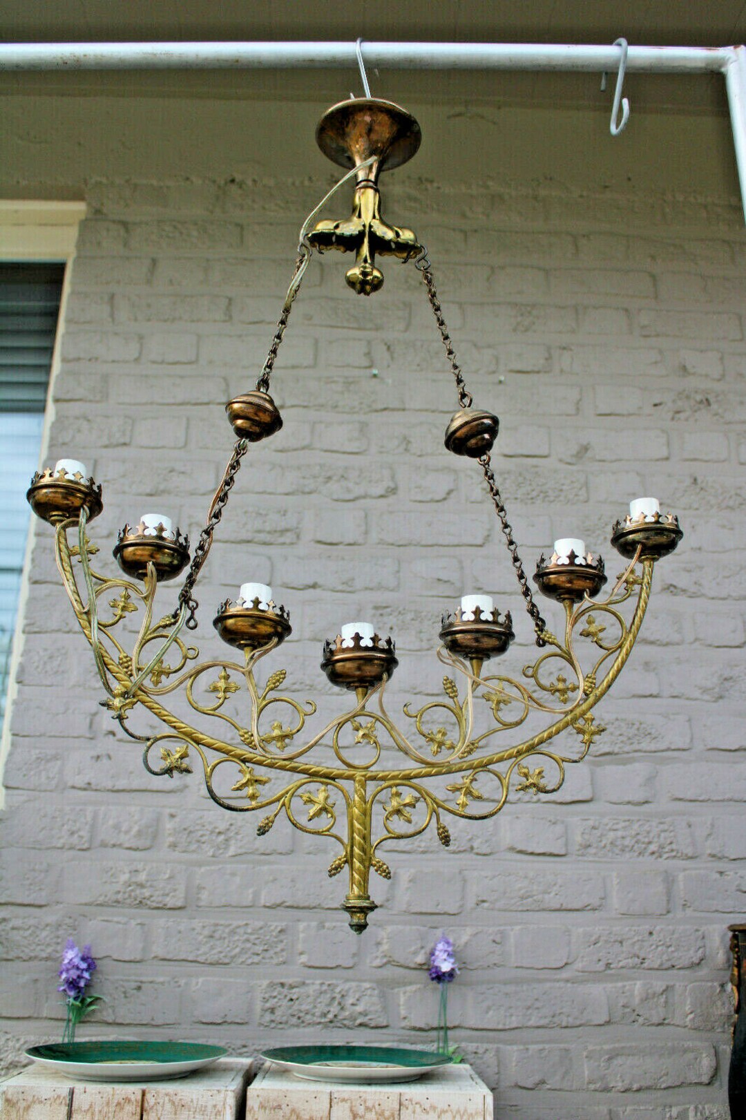 Antique French Church Candelabra Chandelier Lamp Religious Etsy