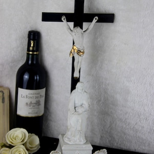 Antique german bisque porcelain christ crucifix holy water font religious