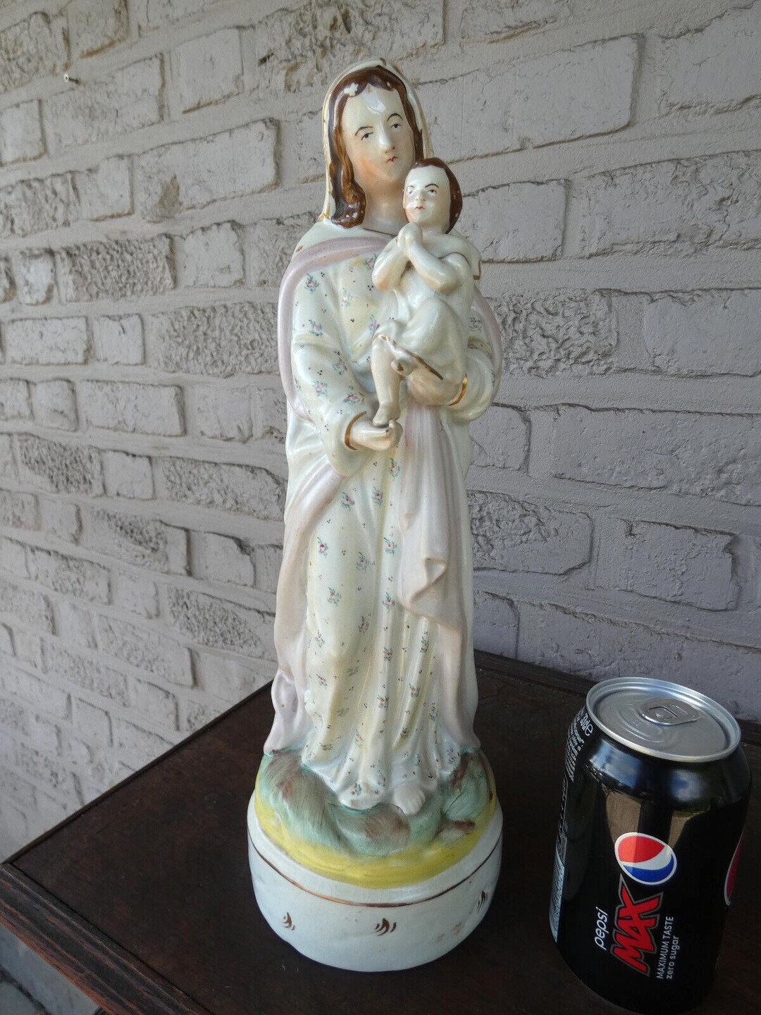 Antique Vieux Paris Porcelain Madonna Child Figurine Statue Religious ...