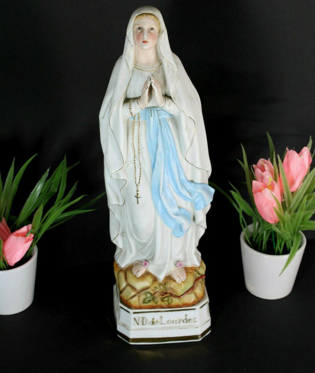 Antique French Porcelain Bisque Notre Dame De Lourdes Madonna Figurine ...