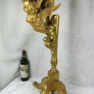 Antique italian wood carved gold gilt putti cherub angel standing console table