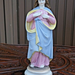 Antiek vieux andenne belgisch bisque porselein madonna beeldje
