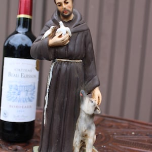 Antique saint francis assisi figurine ceramic religious statue rare