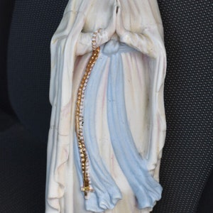 Estátua de porcelana bisque francesa antiga notre dame de lourdes religiosa marcada