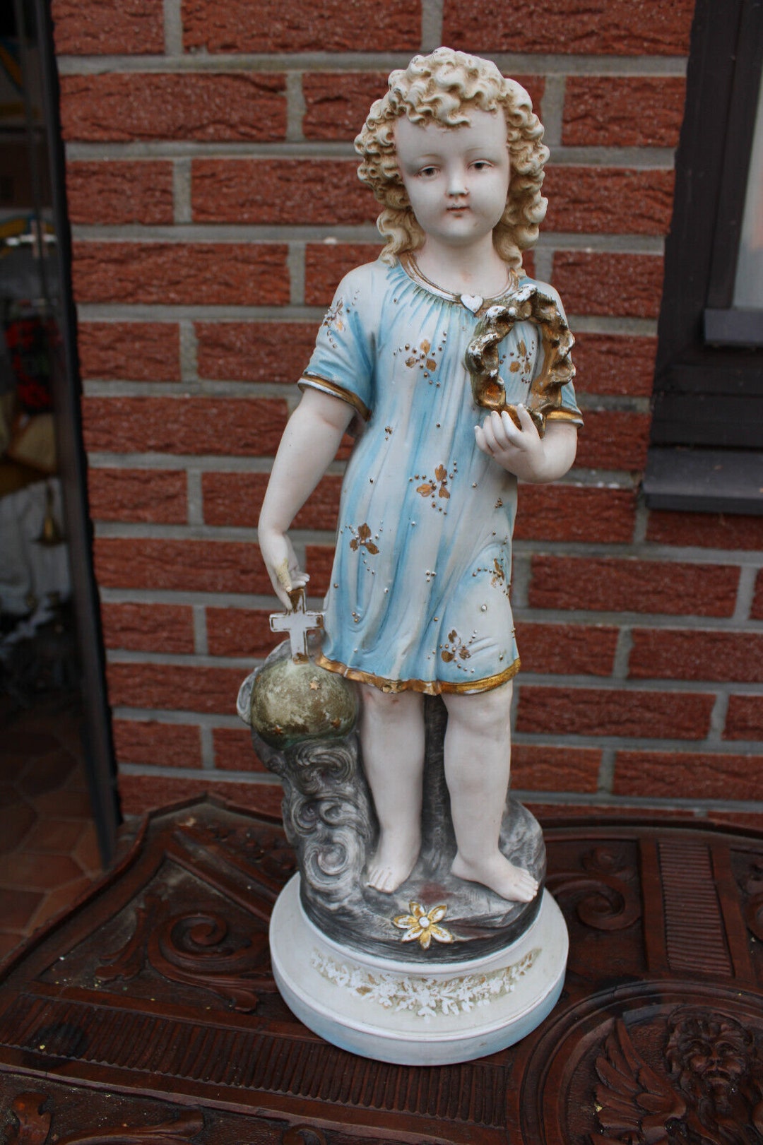 Antique Bisque Porcelain Young Jesus Statue Figurine Religious Etsy