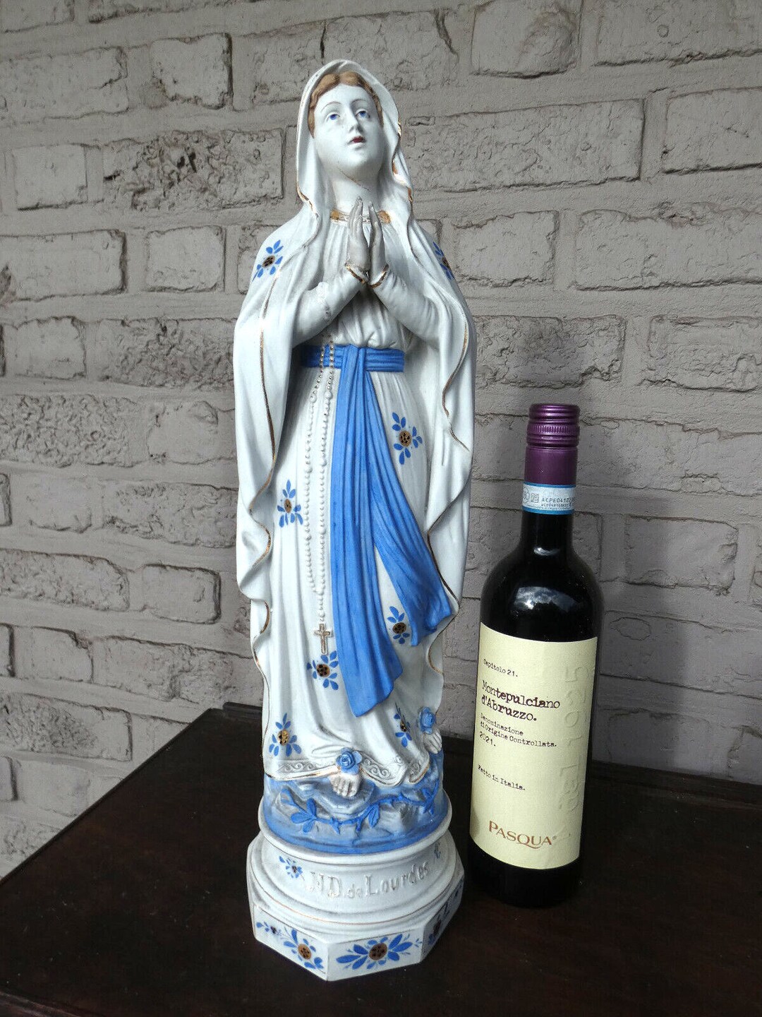 Antique German Bisque Porcelain Large Madonna Notre Dame Lourdes Statue ...