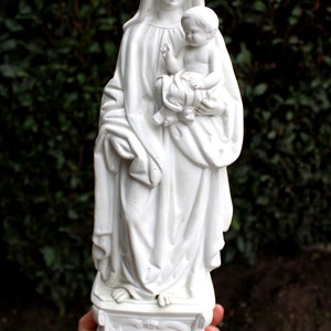 Antike große französische Bisquitporzellan Madonna Kind Statue Figur religiös