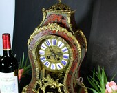 Antique french boulle mantel clock cherub putti figurine inlay