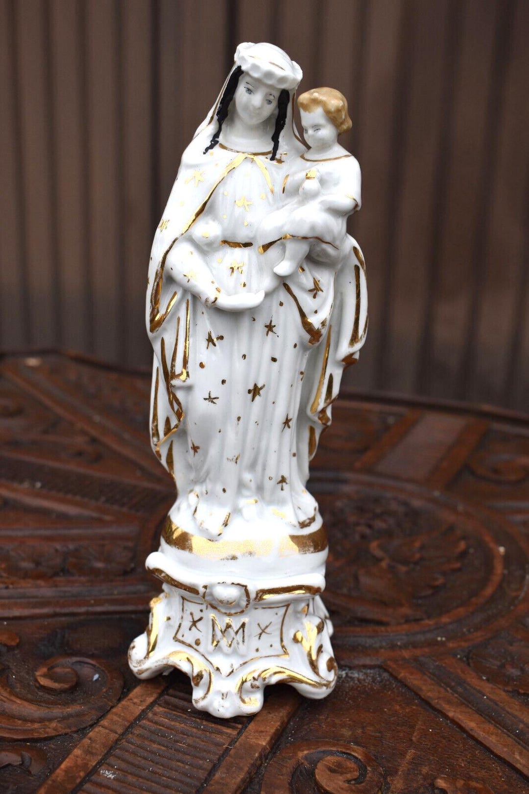 Antique French Vieux Paris Porcelain Madonna Child Figurine Statue ...
