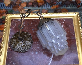 Lustre lanterne en verre Gratte-ciel Vintage 1960