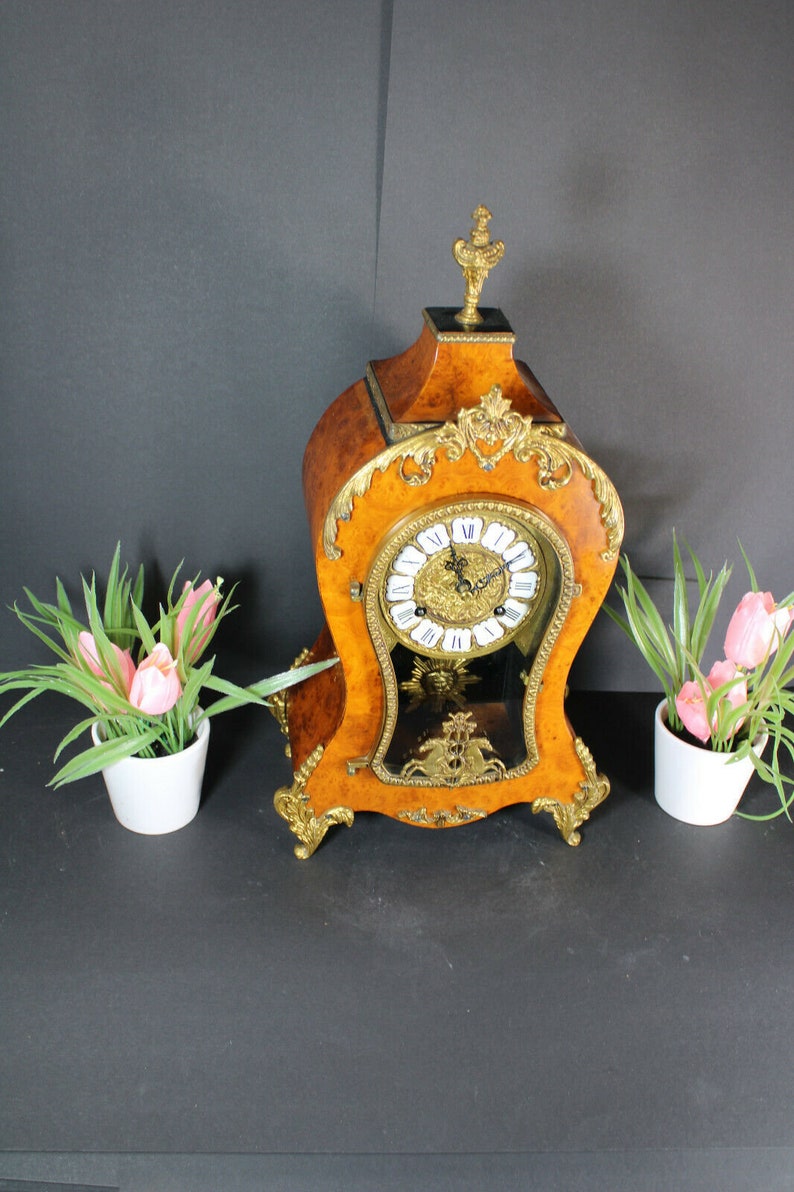 Vintage Boulle Clock Brass Horses Mantel Clock Etsy