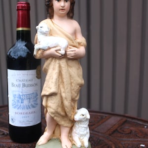 Antique rare ceramic saint john the baptist young boy