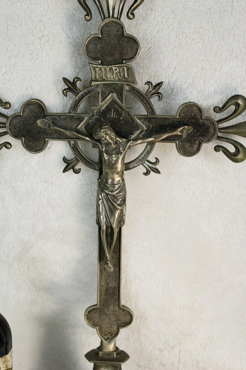 Antique Church Altar Bronze Xl Crucifix Neo Gothic Religious | Etsy