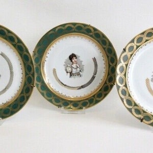 Set 3 french limoges porcelain marked plates napeleon josephine aiglon portrait