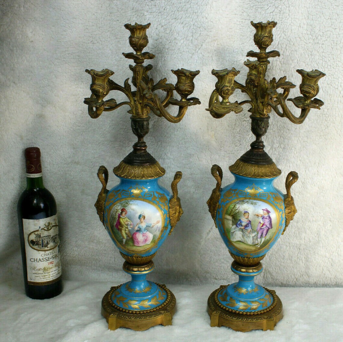 Pair antique sevres porcelain hand paint candelabras candle Etsy
