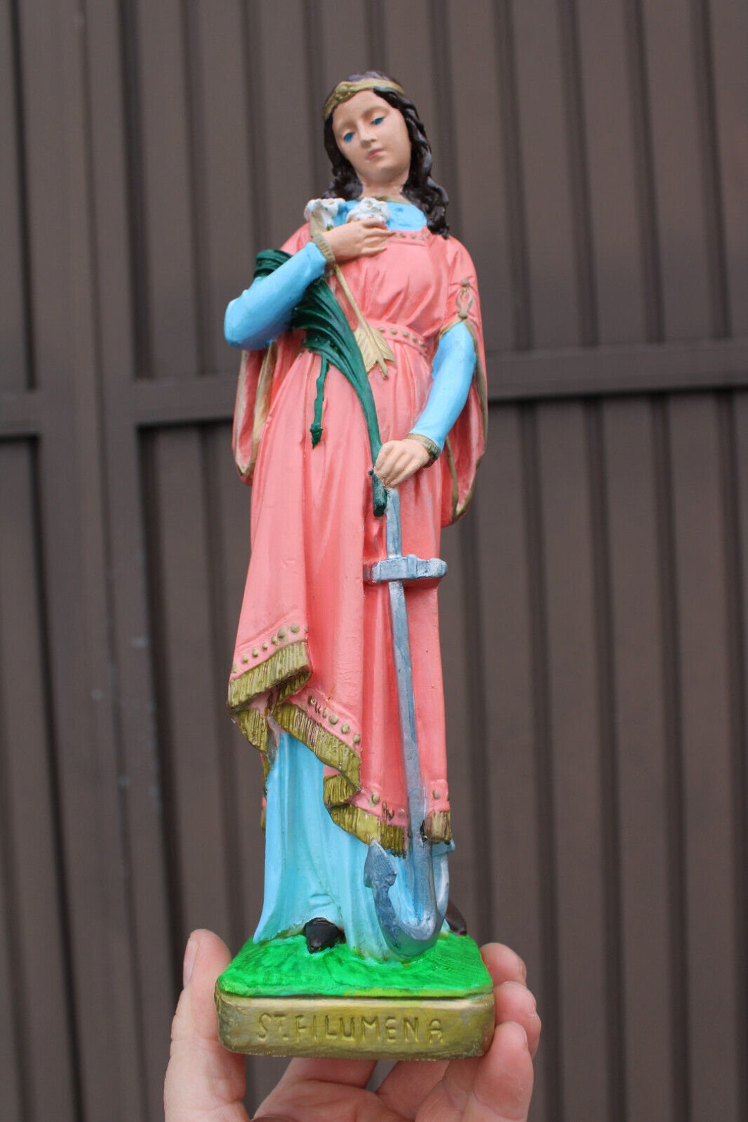 Antique Ceramic Chalk Statue of Saint Philomena Etsy