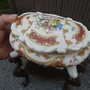porcelaine alfa vintage marquée boîte bonbonnière florale