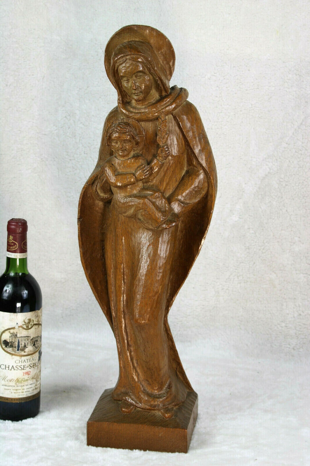 Antique Wood Carved Statue Madonna Mary With Child Signed - Etsy