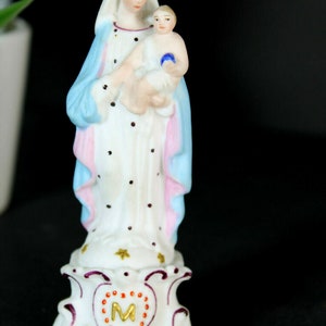 Antique french vieux paris porcelain madonna figurine statue