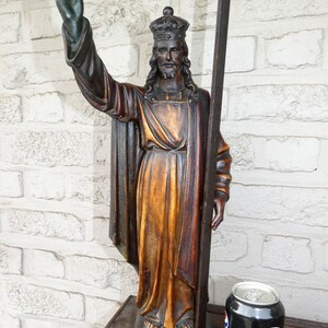 Antique dommisse signed ceramic chalk christ king statue figurine religious