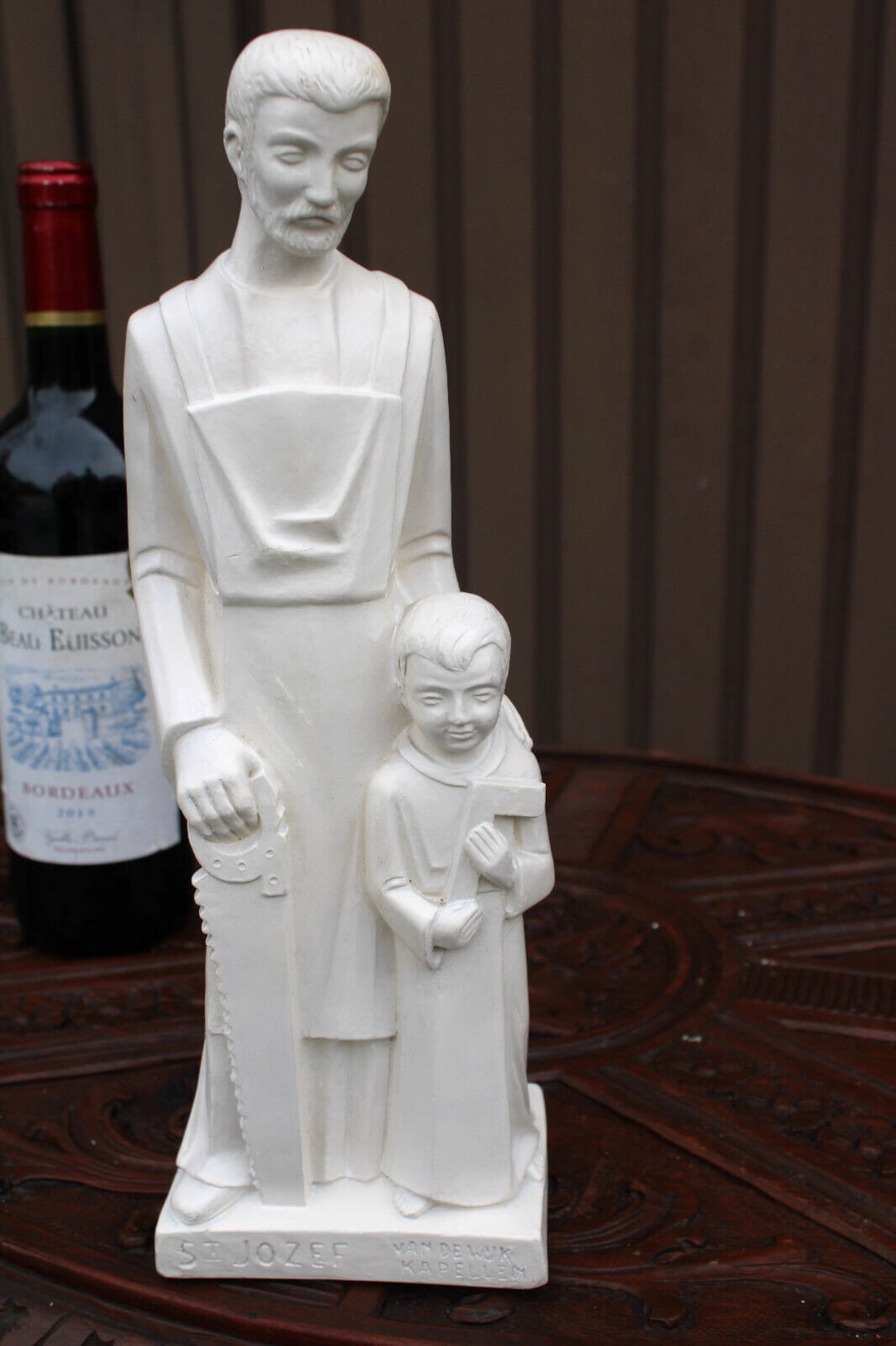 Antique Ceramic Chalk Statue of Saint Joseph Woodworker Etsy