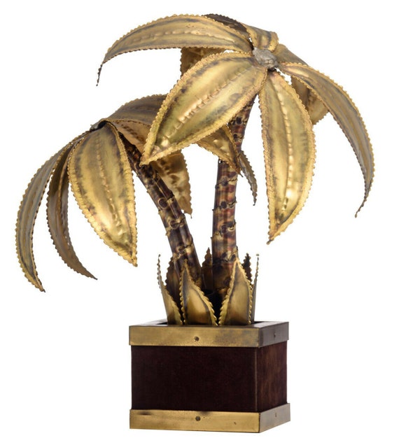 Kommerciel region Signal Exclusive Maison Jansen Brass Palm Tree Table Lamp Velvet - Etsy