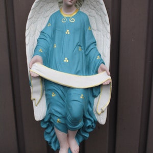 Estátua de anjo de parede religiosa de cerâmica antiga, estátua rara