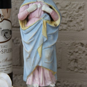 Antique french porcelain vieux andenne sacred heart jesus statue religious