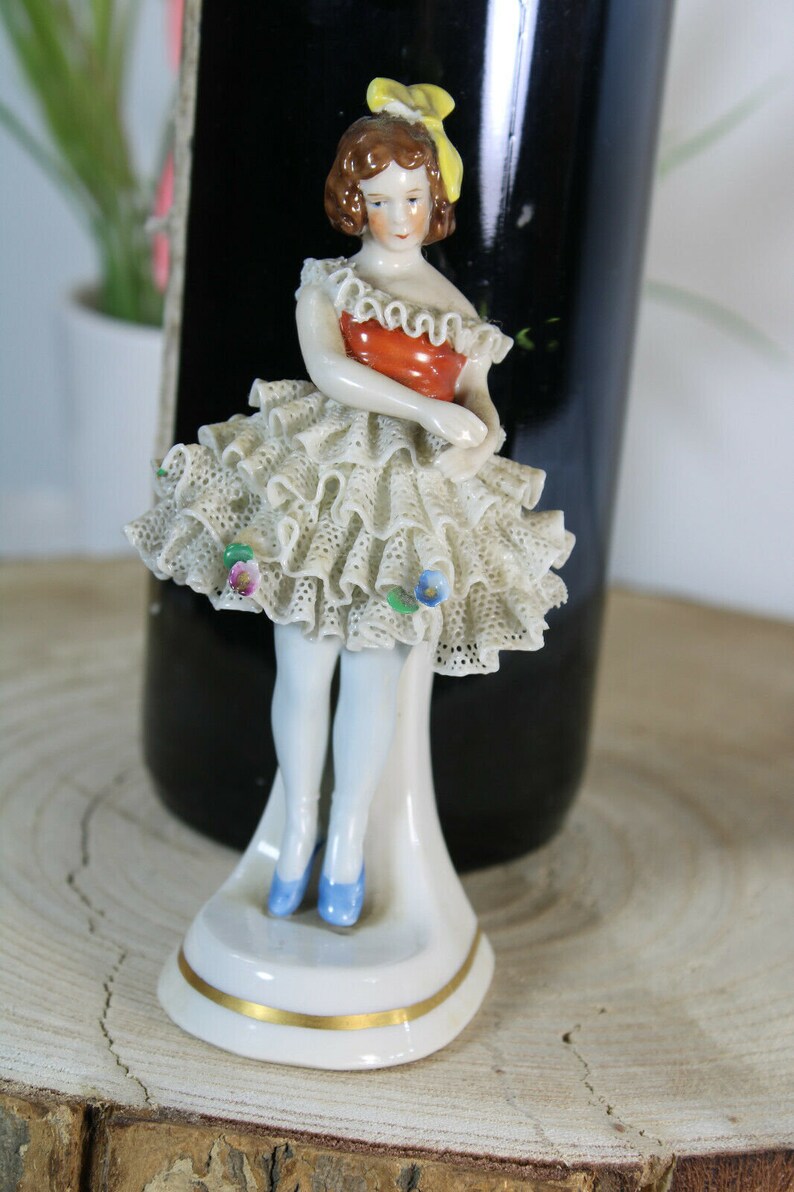 Vintage Austria Lace Porcelain Dancer Figurine Statue Marked Etsy