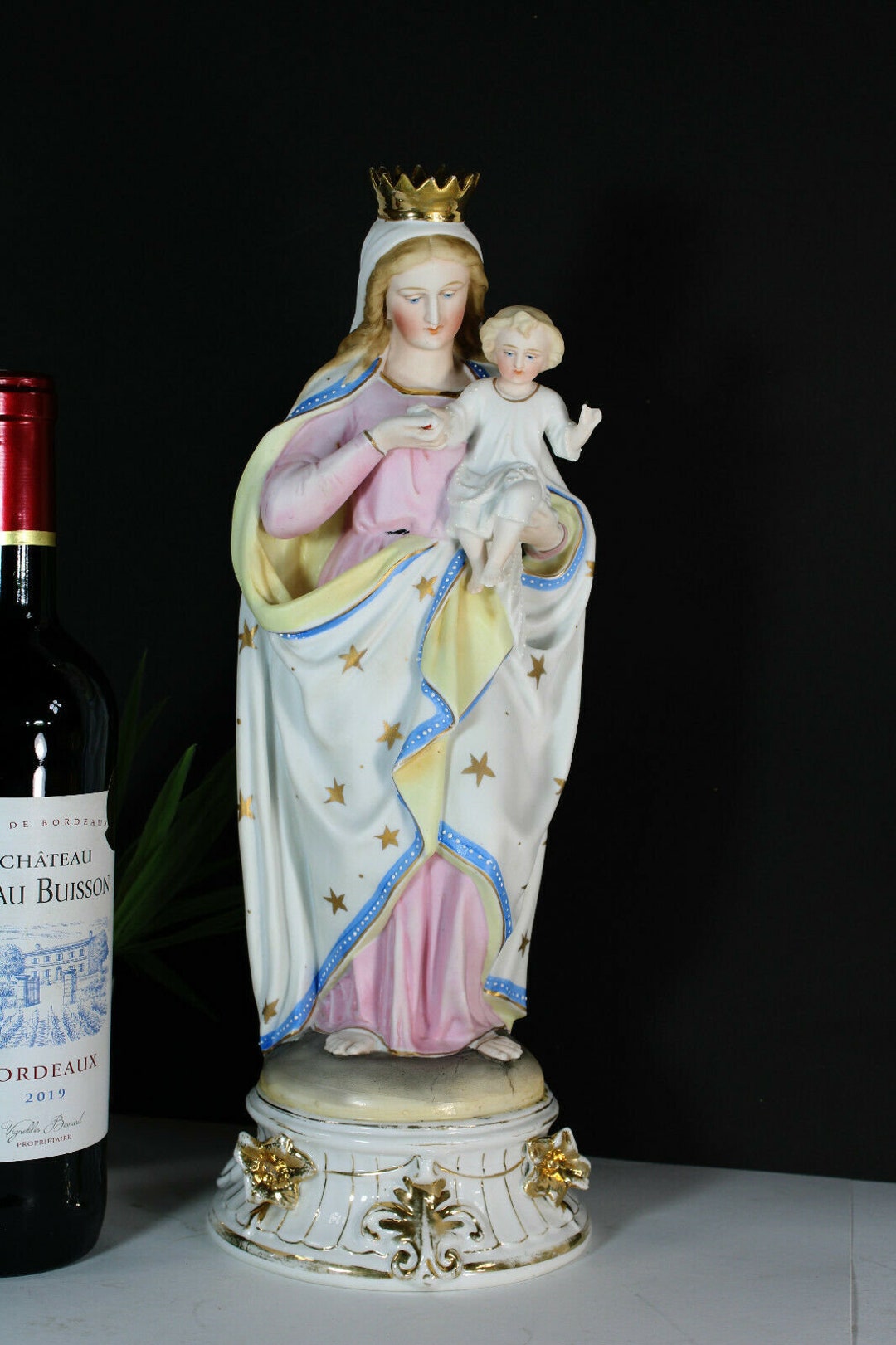 Magnificent Large Antique Vieux Paris Bisque Porcelain Madonna Figurine ...
