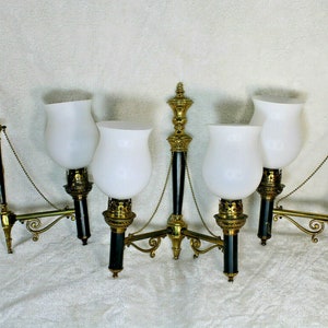 Set 3 bronze opaline wall lights sconces torch model attr. maison arbus 1970s