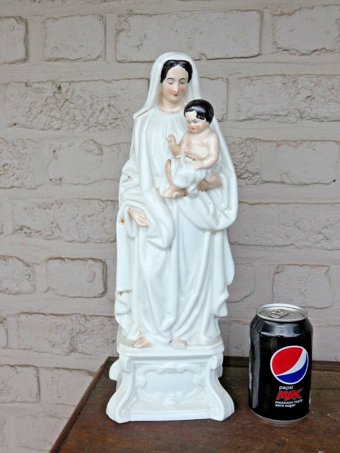 Antique French Vieux Paris Large Porcelain Madonna Child Statue ...