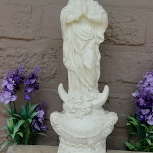 Antique chalkware madonna lady of perpetual help putti angels marked statue